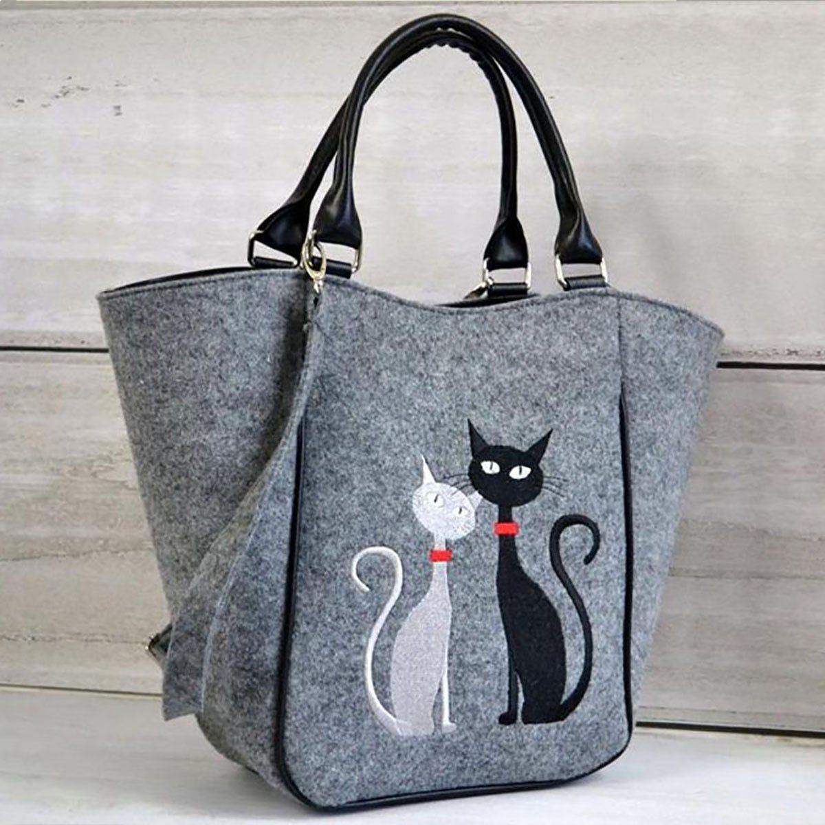 Cat Pattern Felt Bag Crossbody - Puppeeland