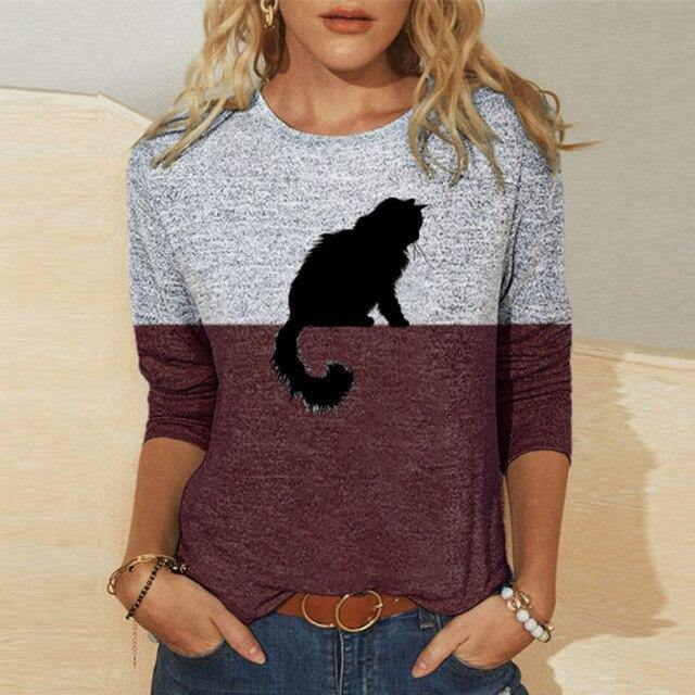 Cat Print T-Shirt for Women - Puppeeland