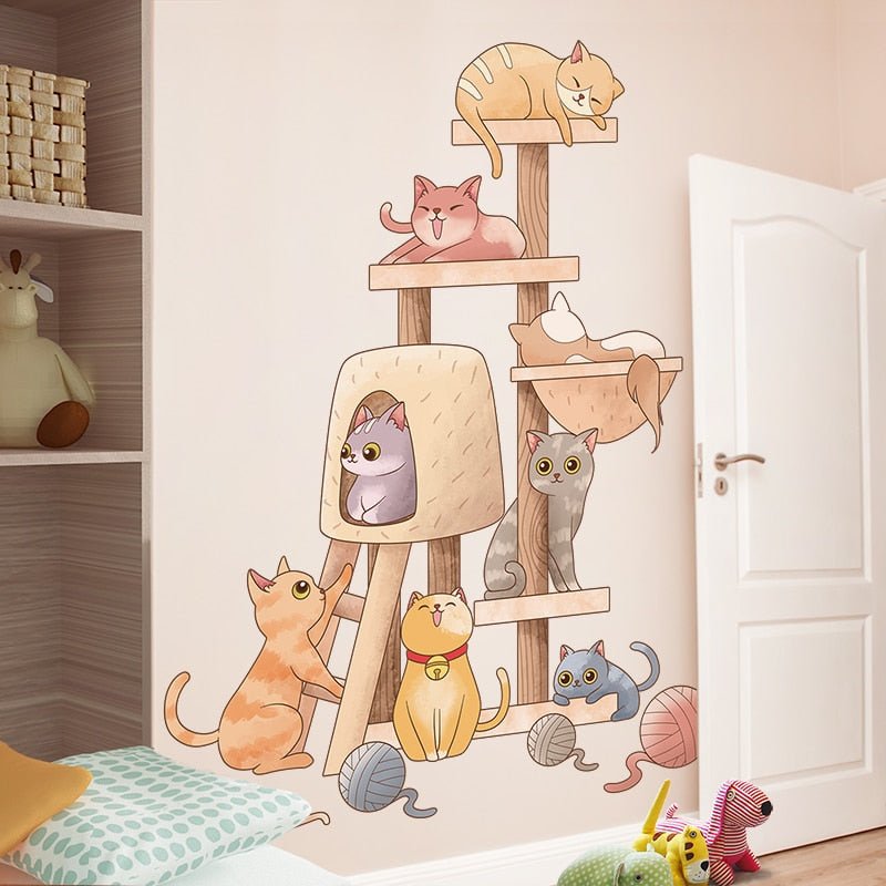 Cats on the Cat Tree Wall Sticker - Puppeeland
