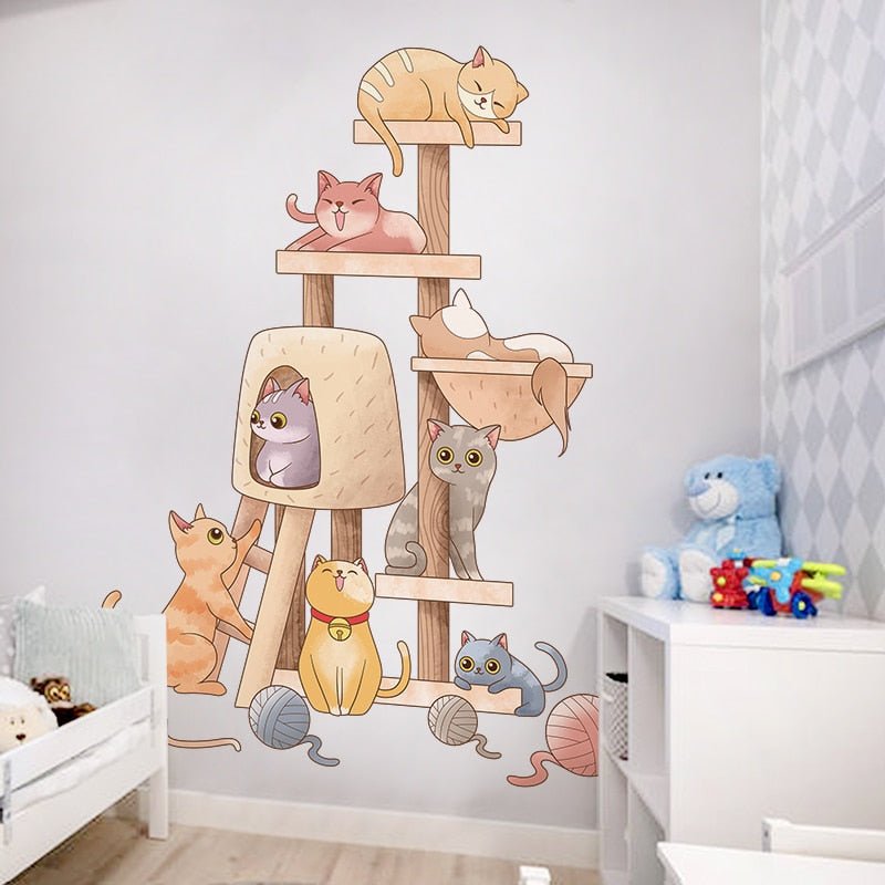 Cats on the Cat Tree Wall Sticker - Puppeeland