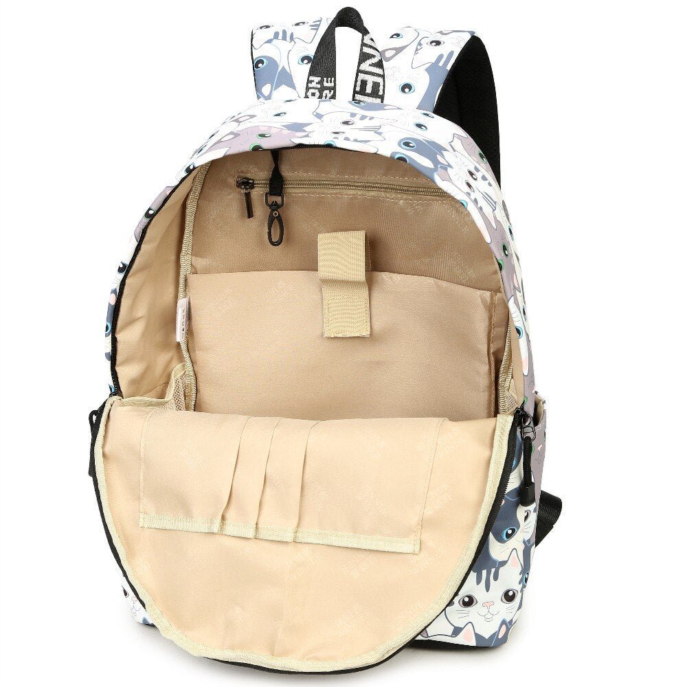 Colorful Cat Pattern Backpack - Puppeeland