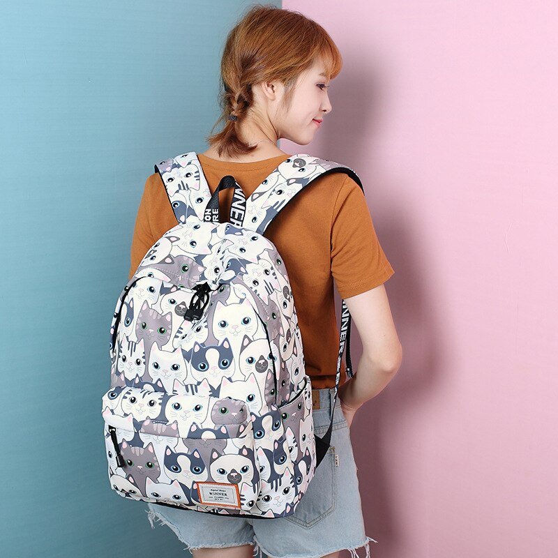 Colorful Cat Pattern Backpack