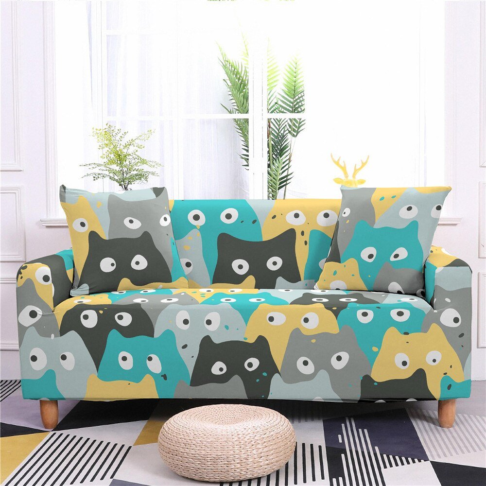 Colorful Cat Pattern Sofa Cover Protector - Puppeeland
