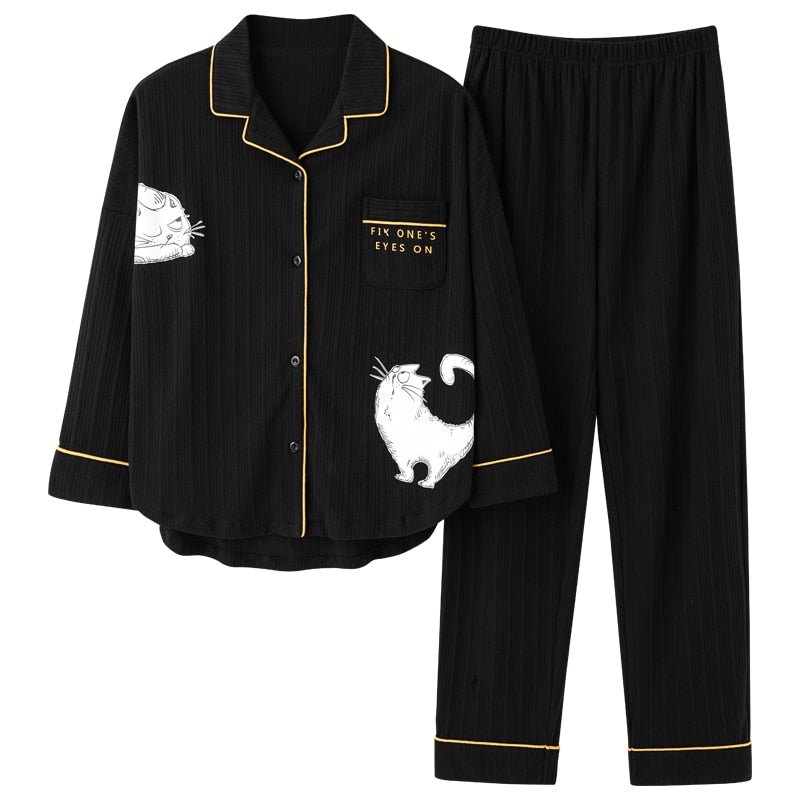 Cute Cat Black Pajamas - Puppeeland