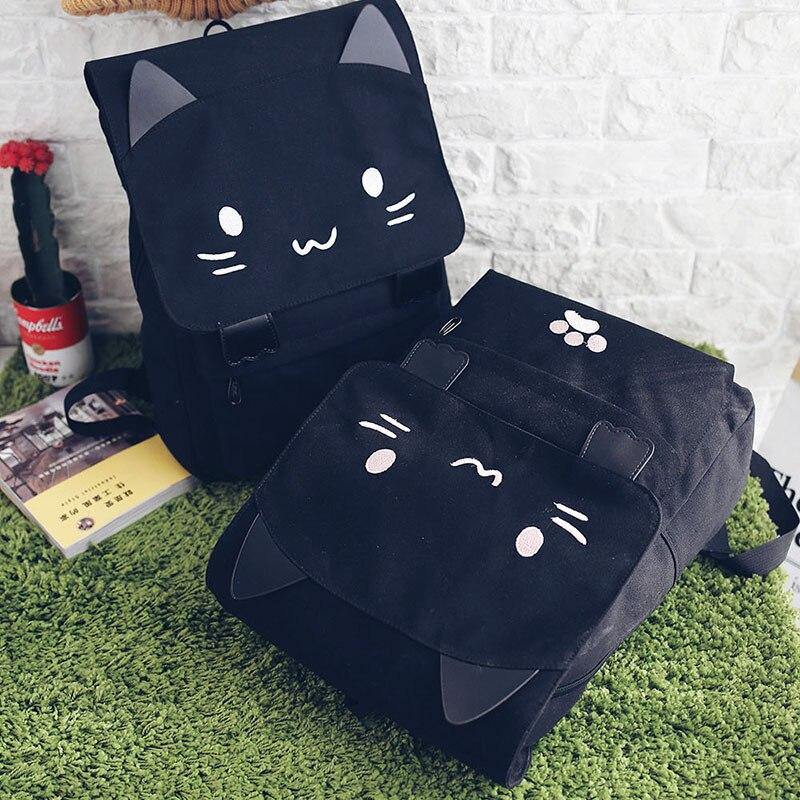 Cute Cat Canvas Backpack - Puppeeland