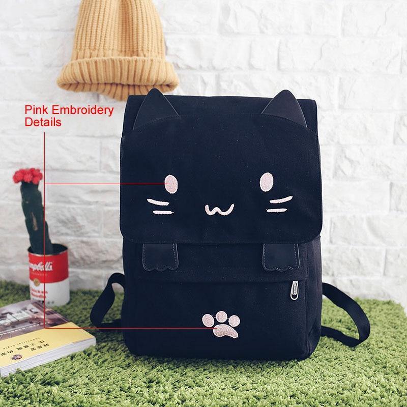 Cute Cat Canvas Backpack - Puppeeland