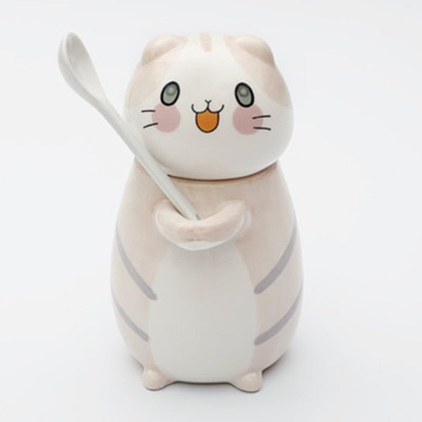 Cute Cat Ceramic Coffee Mug With Spoon - Puppeeland