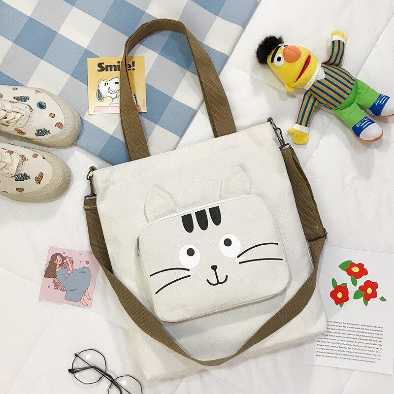 Cute Cat Design Canvas Bag - Puppeeland