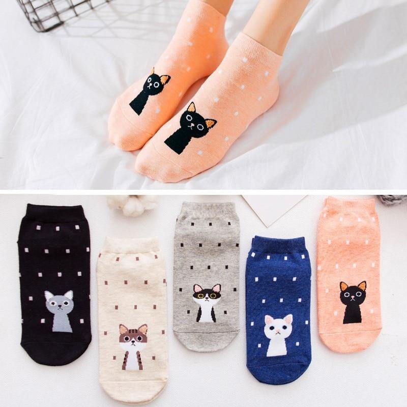 Cute Cat Design Women Socks (5 Pairs) - Puppeeland