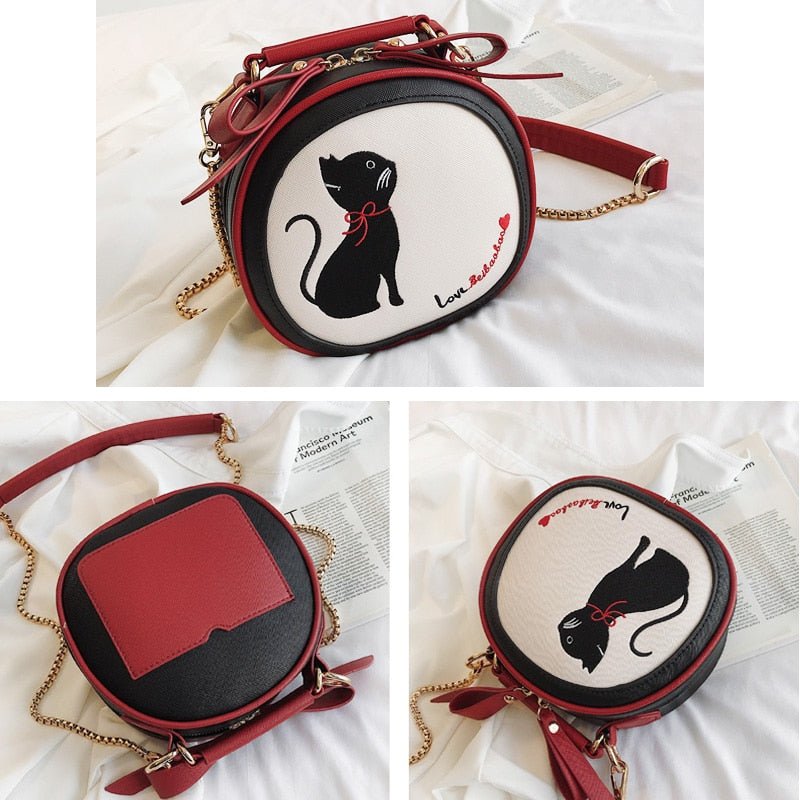 Cute Cat Embroidery Chain Bag - Puppeeland