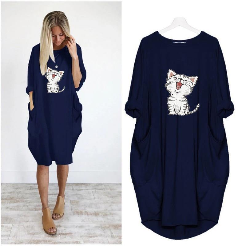 Cute Cat Print Dress - Puppeeland