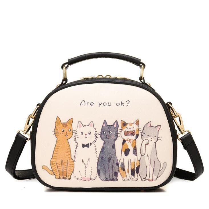 Cute Cat Print Handbag Crossbody Bag - Puppeeland