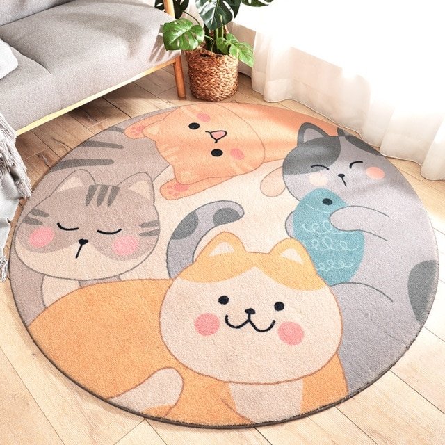 Fashion Kawaii Floor Mats Animal Cute Cat Dog Print Bathroom