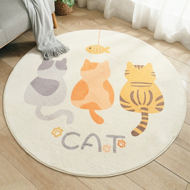 Cute Cat Print Round Mats