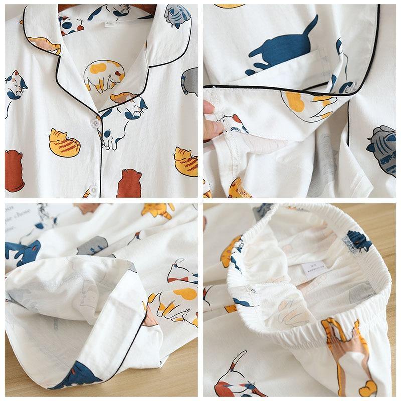 Cute Cat Summer Pajamas Set - Puppeeland