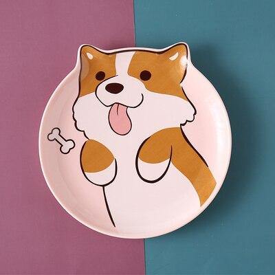 Cute Dog and Cat Ceramic Plate - Puppeeland