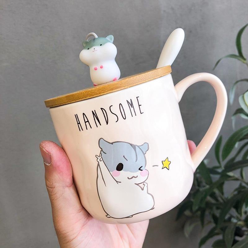 Cute Hamster Mug with Lid and Spoon - Puppeeland