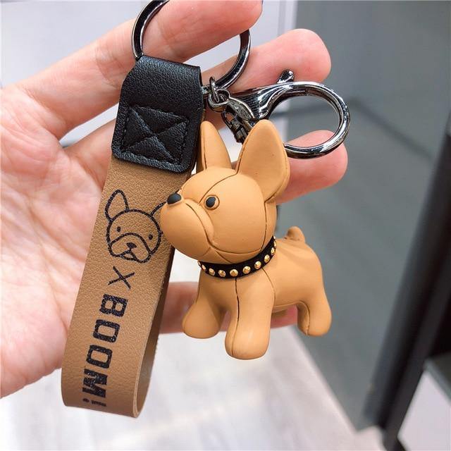 LV orange French bulldog keychain