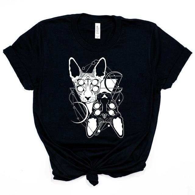 Gothic Four Eye Sphynx Cat T-Shirt - Puppeeland
