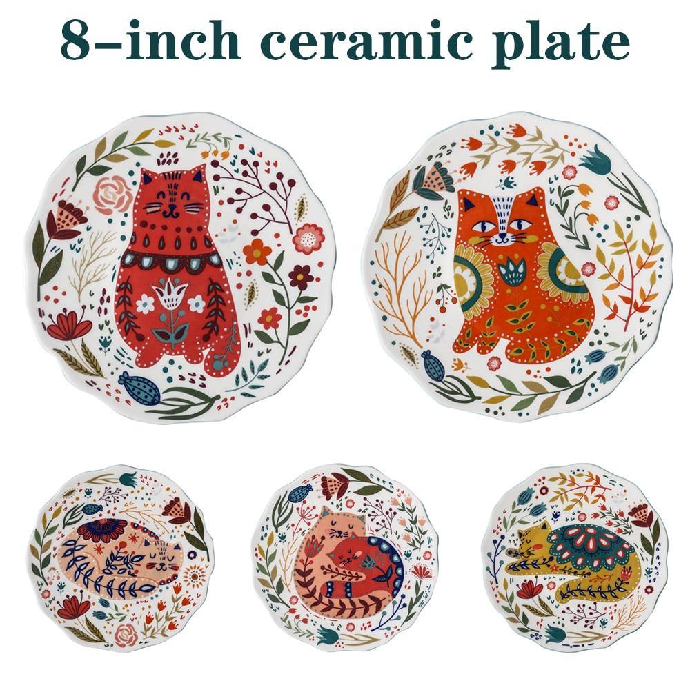 Handmade Cartoon Cat Ceramic Plate - Puppeeland