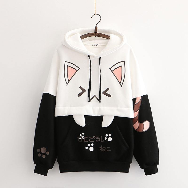 Harajuku Cartoon Cat Hoodie