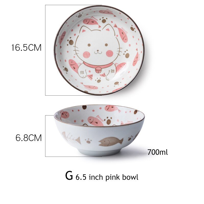 Japanese Cat Ceramic Plates and Bowls - Puppeeland