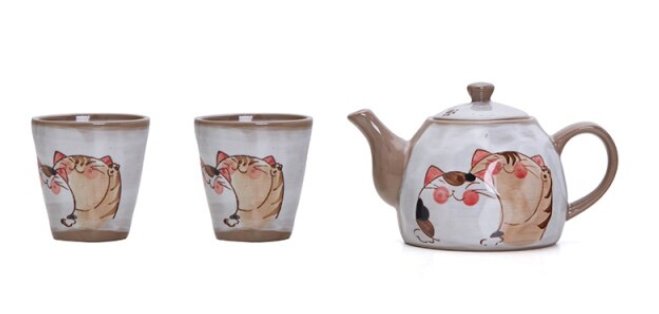 Japanese Cute Cat Tea Pot and Cup