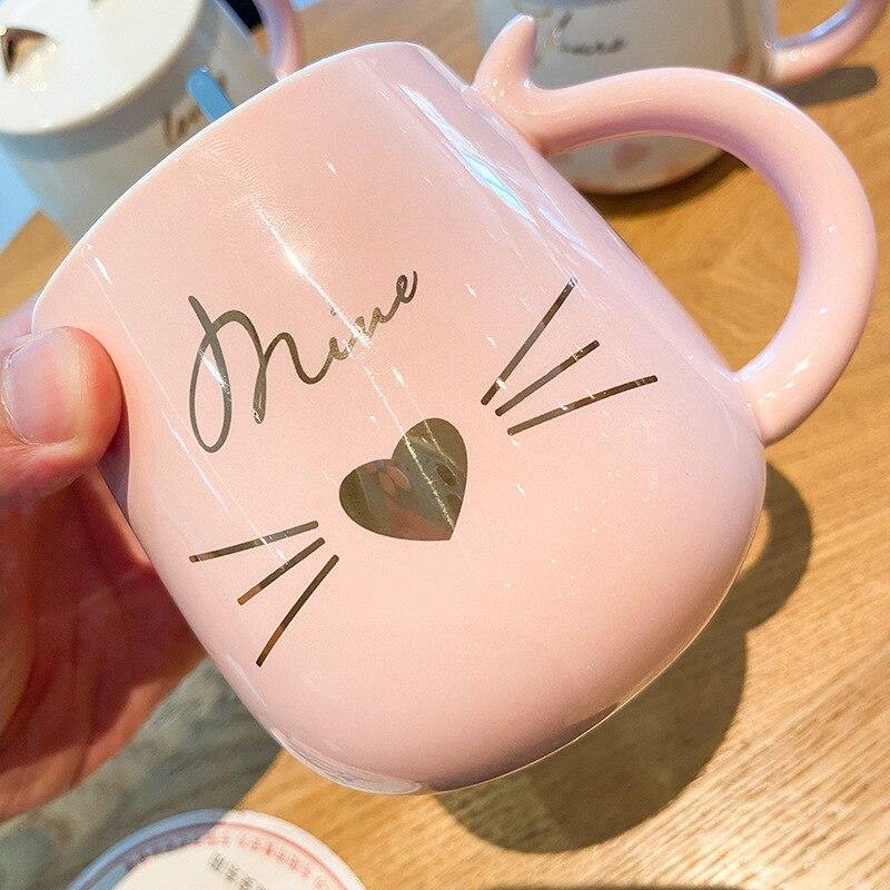 Kawaii Cat Mug with Lid and Spoon - Puppeeland