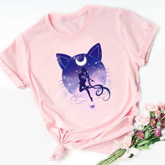 Kawaii Cat Print T-shirt - Puppeeland