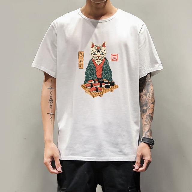Manga Cat Print T-Shirt Unisex - Puppeeland