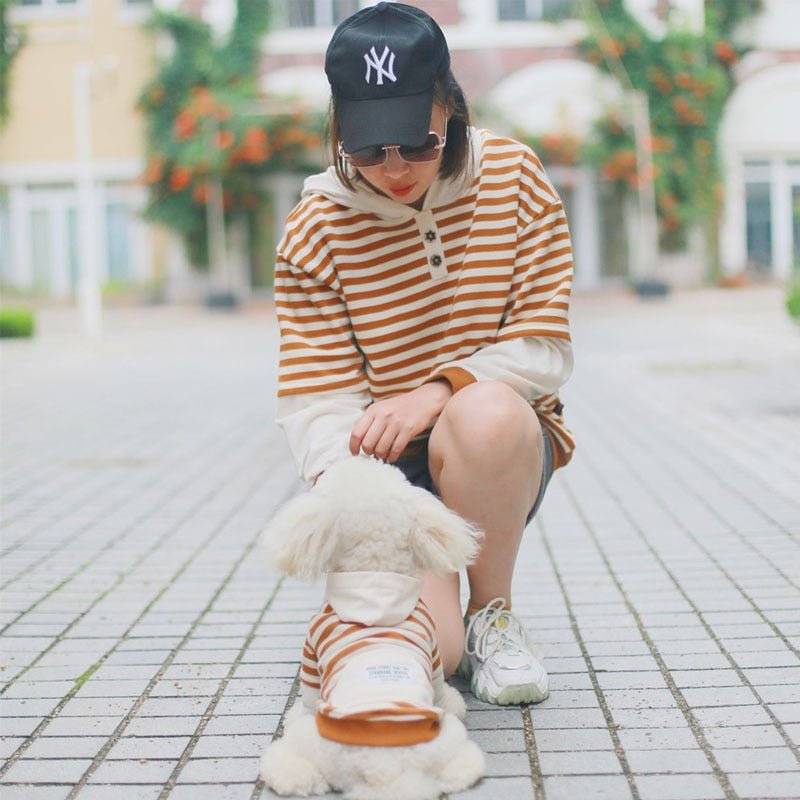 Matching dog and owner long sleeve striped sweatshirt - Puppeeland