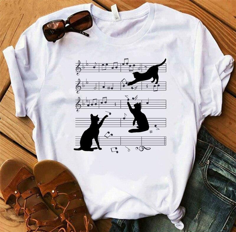 Music Note Cat Print T-Shirt - Puppeeland