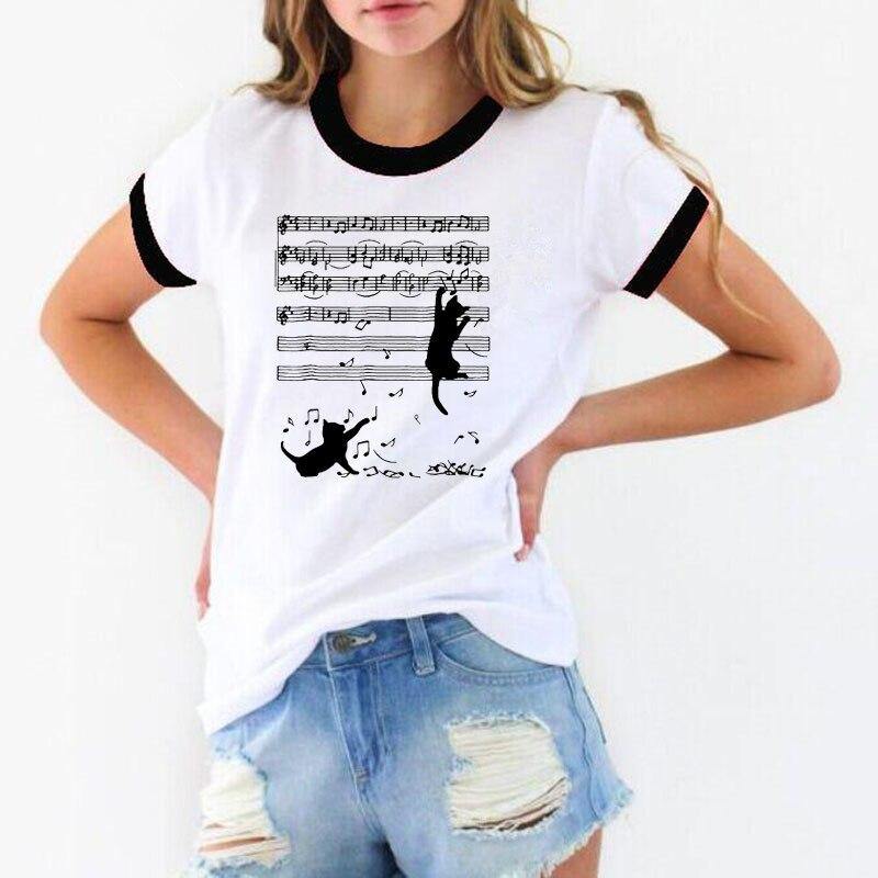 Music Note Cat Print T-Shirt - Puppeeland