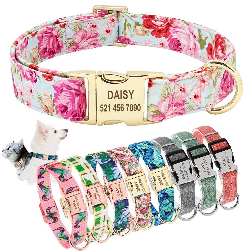 Personalized Floral Print Dog Collar - Puppeeland