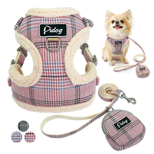 Plaid Dog Harness and Leash Set - Puppeeland