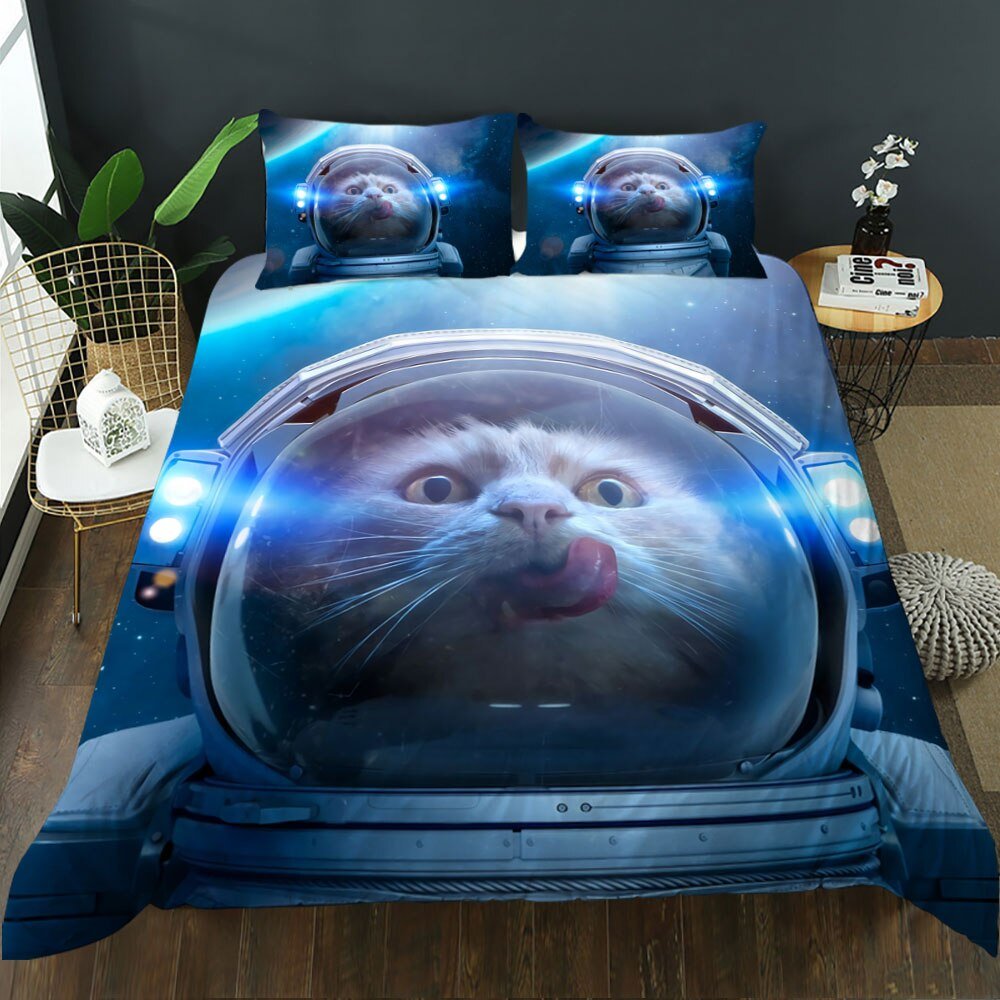 Space Astronaut Cat Duvet Cover Set - Puppeeland