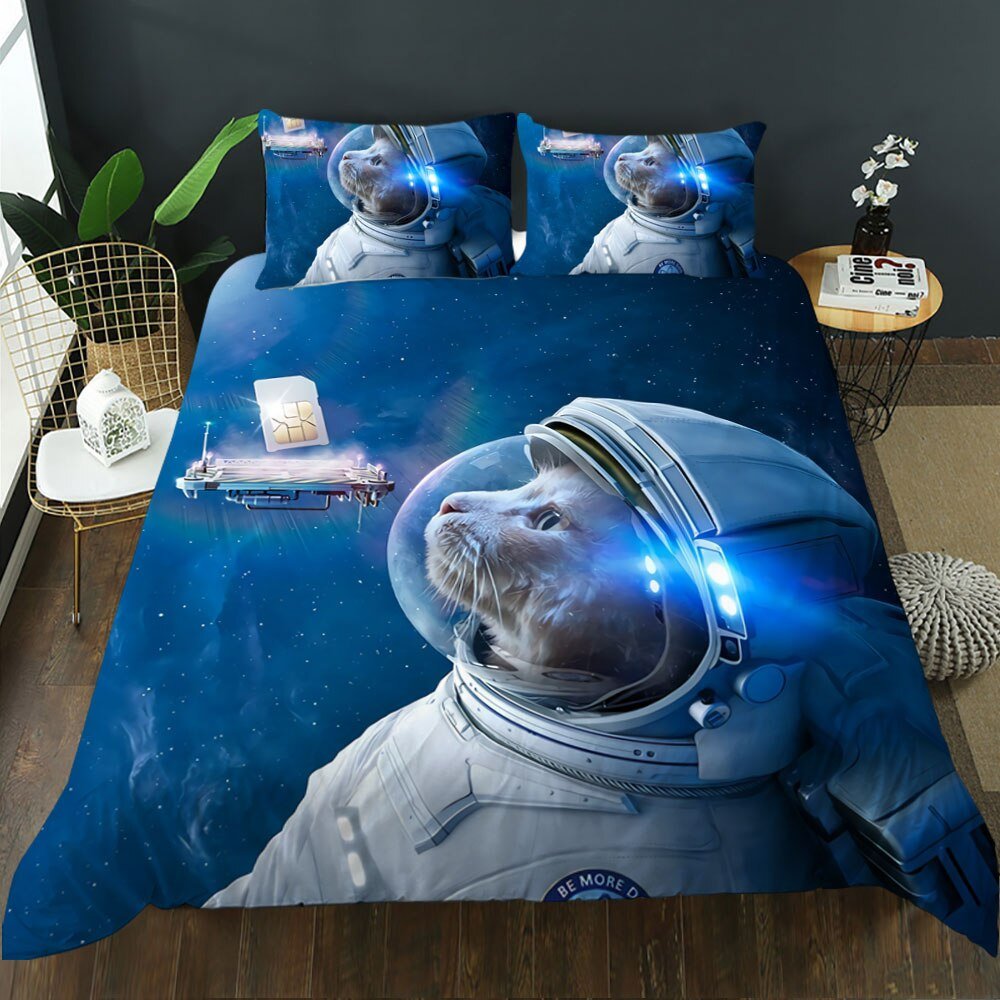 Space Astronaut Cat Duvet Cover Set - Puppeeland