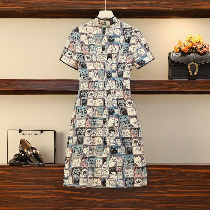 Vintage Cat Cheongsam Dress - Puppeeland